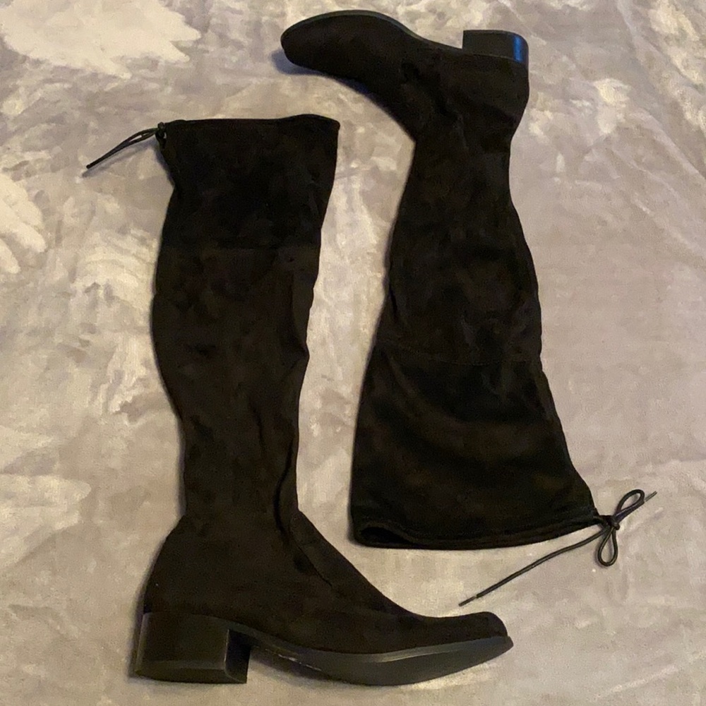 Over the knee black suede boots